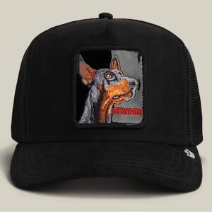 Goorin Bros. BLACK MICROSUEDE BLACK OUT DOBERMAN Trucker Hat SnapBack NWT.
